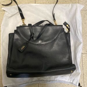 Kate Spade Saturday Large Black Leather Handbag with Gold Accents